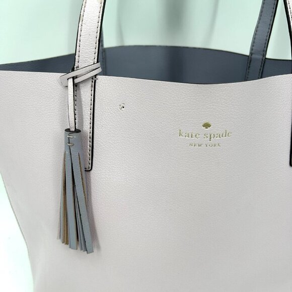 KATE SPADE Light Purple Lavender 100% Leather All Day Tote Bag Purse - Picture 7 of 16